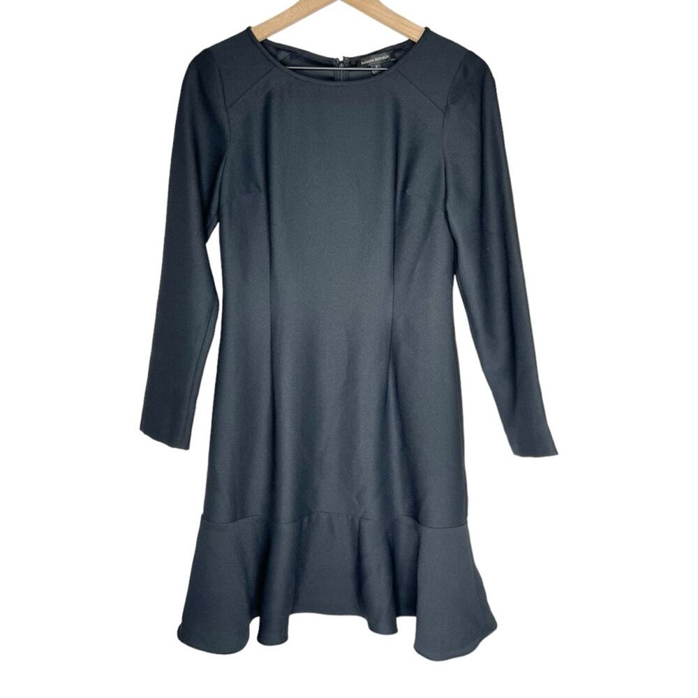 Banana Republic Flounced Ruffled Hem Long Sleeve Dress Size 4 Fall